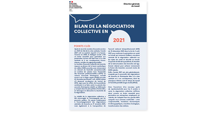 La  négociation collective en 2021. Edition 2022