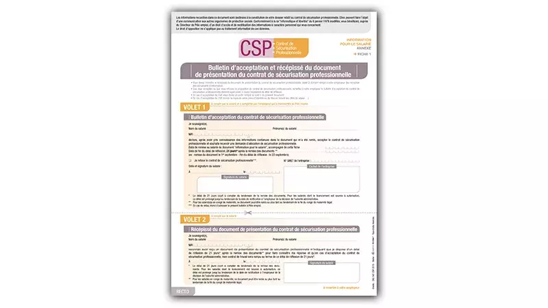 Formulaire Contrat de Sécurisation Professionnelle (CSP), côté salarié