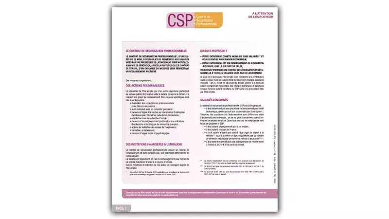 Formulaires Contrat de Sécurisation Professionnelle (CSP), côté employeur