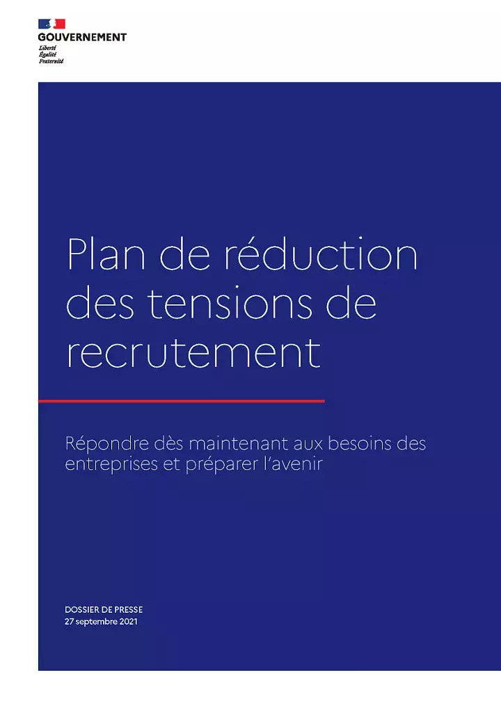 Dossier de presse - Plan de réduction des tensions de recrutement