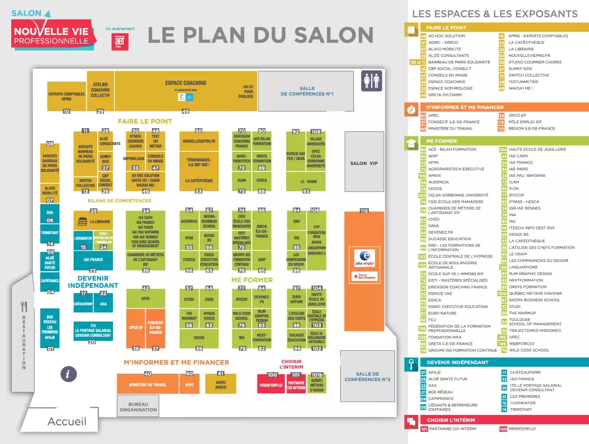 Plan Salon Nouvelle vie professionnelle 2019